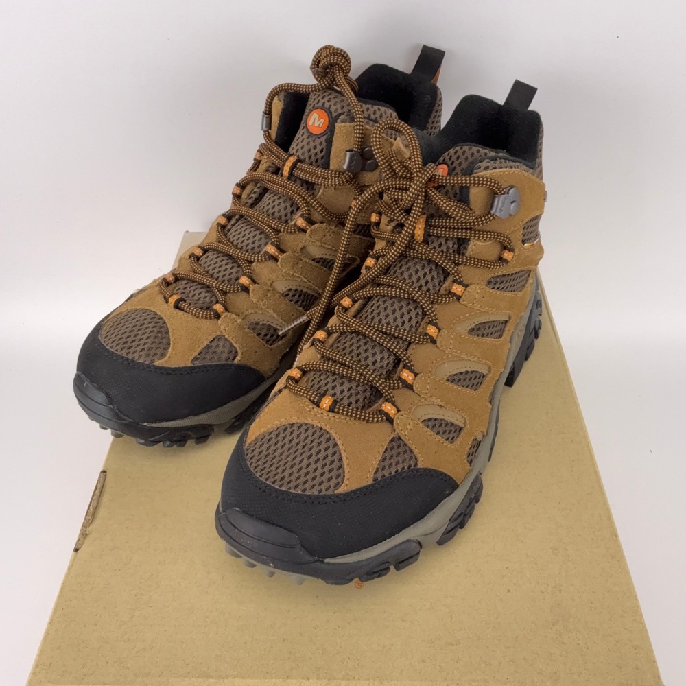 Merrell Moab Mid Waterproof Hiking Boots Earth Brown Mens 9 Wide J88623W